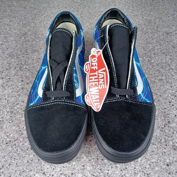 VANS Electric Blue Black Lightning Low Top Sneakers Shoes - Picture 2 of 6